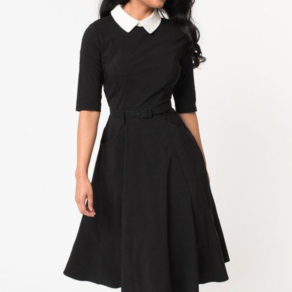 Collectif | Dresses | Plus Size 6 Collectif White Collar Black Dress |  Poshmark
